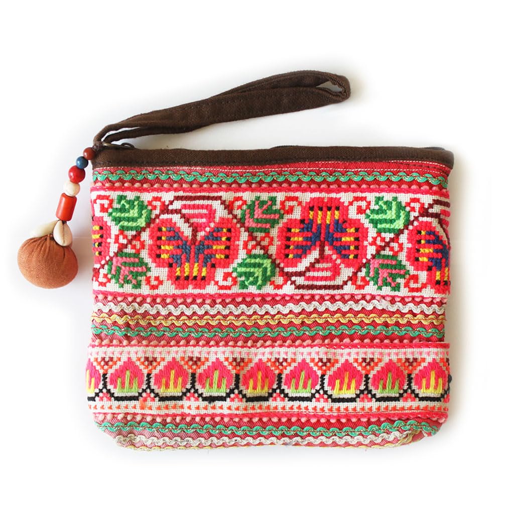 こ　ポーチ　民族 Amazon | [cèto] モン族刺繍布 ポーチ ボールチャーム 小物入れ